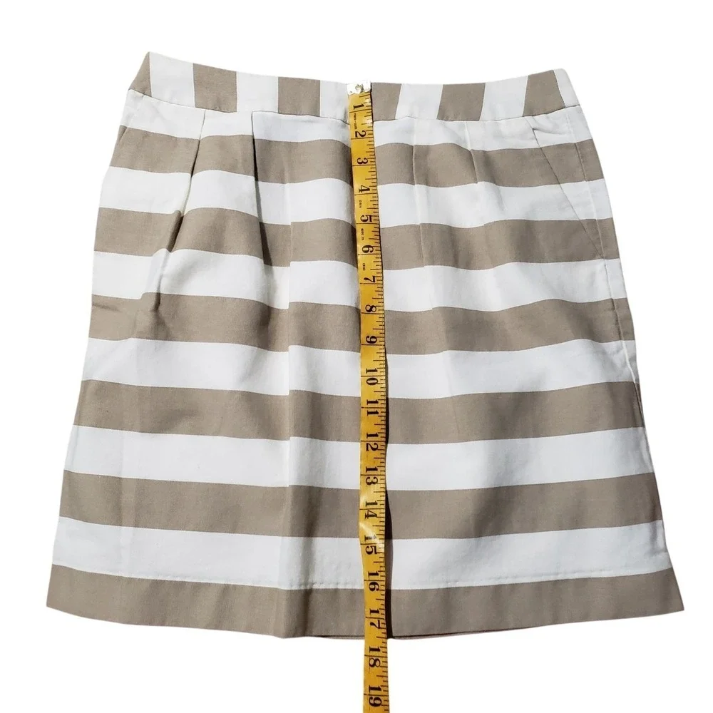 Banana‎ Republic Factory Pleated Mini Skirt Women's Size O Beige White Striped